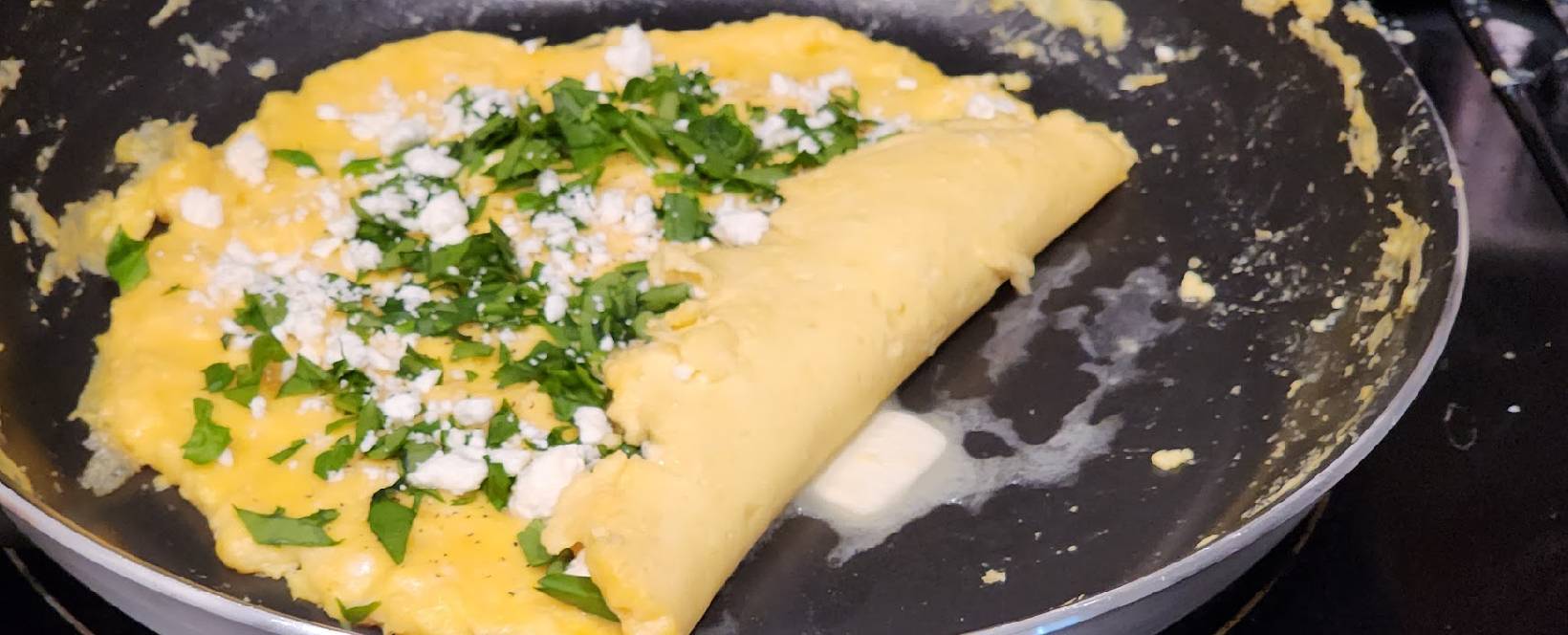 French Omelet with Spinach and Feta - The Mamasaur